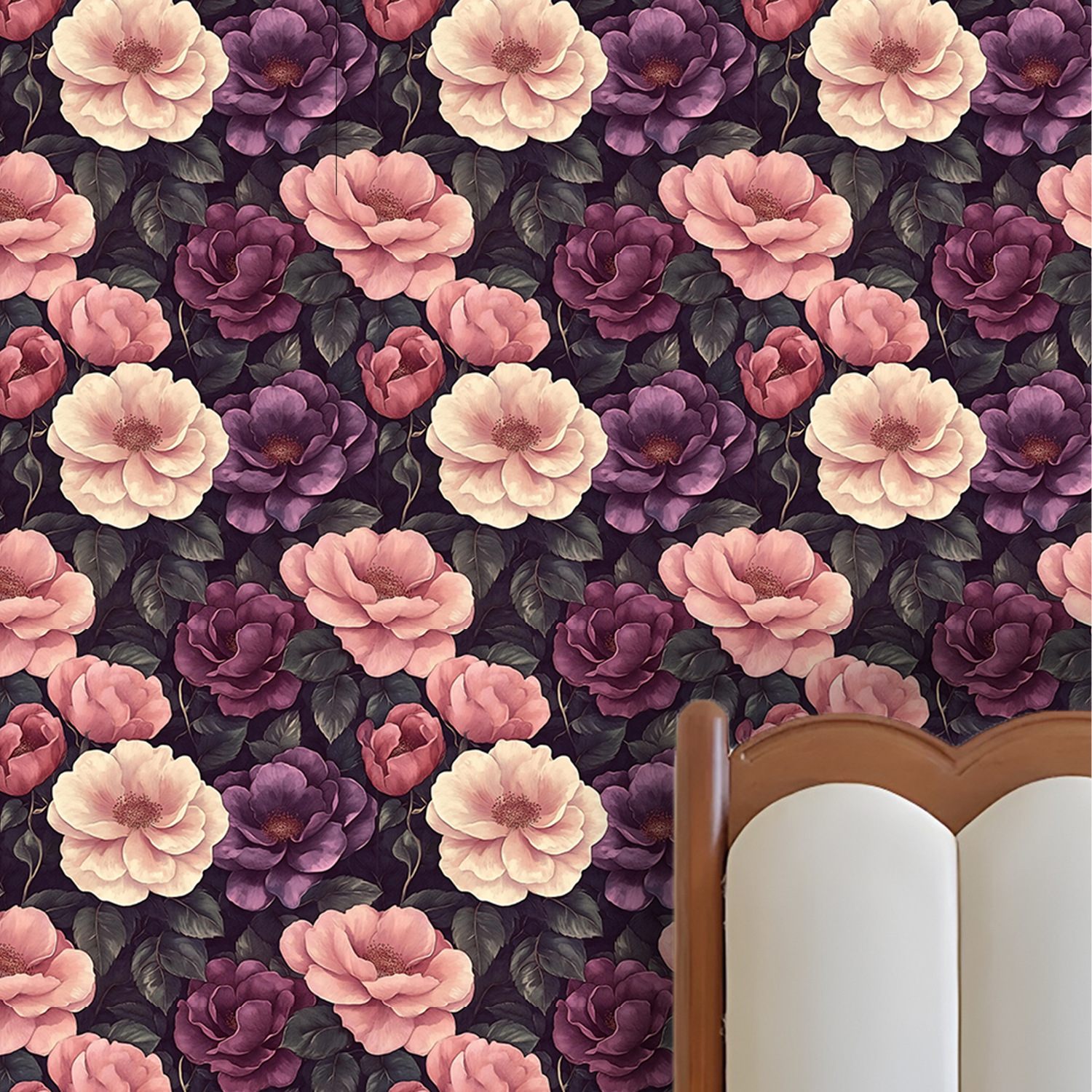 亚马逊花卉墙纸家具翻新贴纸柜子衣柜文艺贴纸家具翻新壁纸高级感