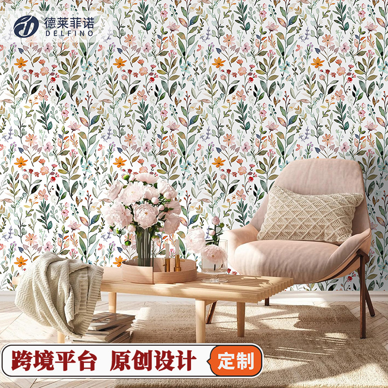 跨境热卖法式清新小碎花墙纸房间改造装饰用品背景墙自粘墙纸墙贴