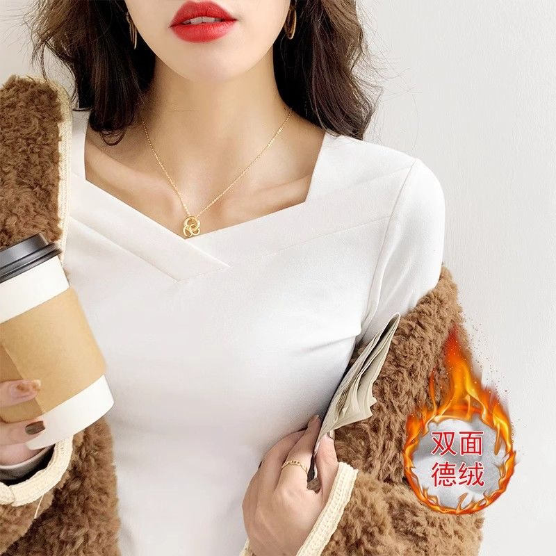 2026秋冬季德绒长袖T恤打底衫显瘦修身辣妹内搭女装保暖上衣ins潮