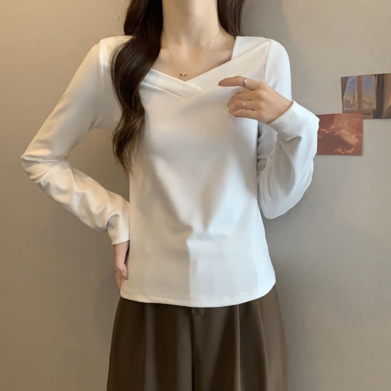 漂亮出片衣服德绒保暖长袖T恤秋冬辣妹内搭显瘦修身女打底衫上衣