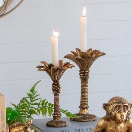 轻奢复古手工做旧金色烛台