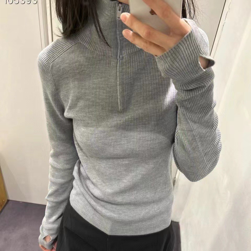 C家女装 修身版型打底衫罗纹半拉链上衣2025年秋季新品1222184001