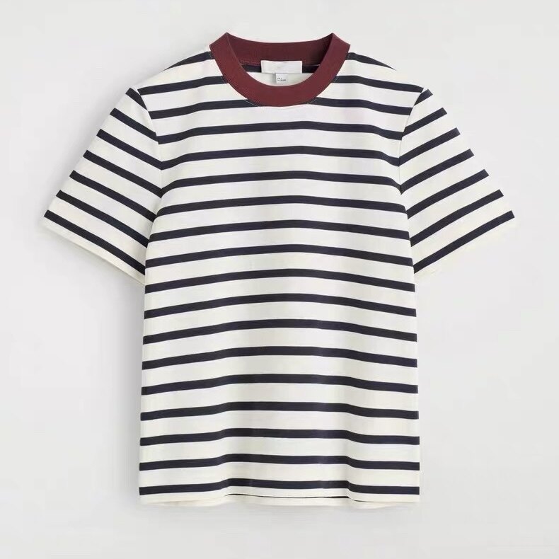COS女装 标准版型圆领T恤红色/条纹2026夏季新品1325526019图片