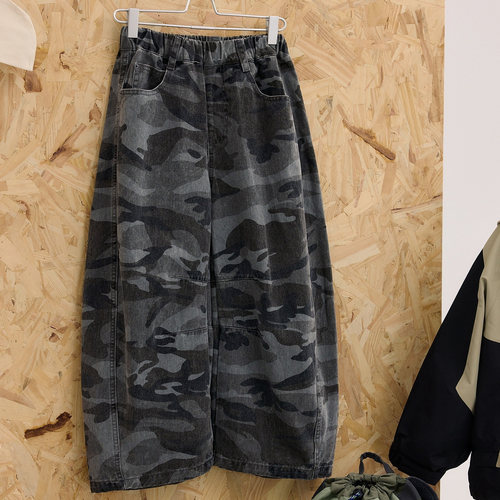 女童迷彩裤2025春季新款弯刀裤