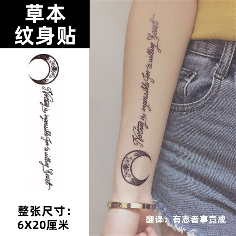 三张）果汁草本纹身贴半永久洗不掉不反光防水防搓有志者事竟成