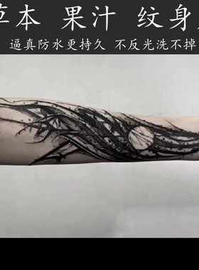 【两张】果汁草本纹身贴男生花臂半永久洗不掉不反光渐变慢显持久