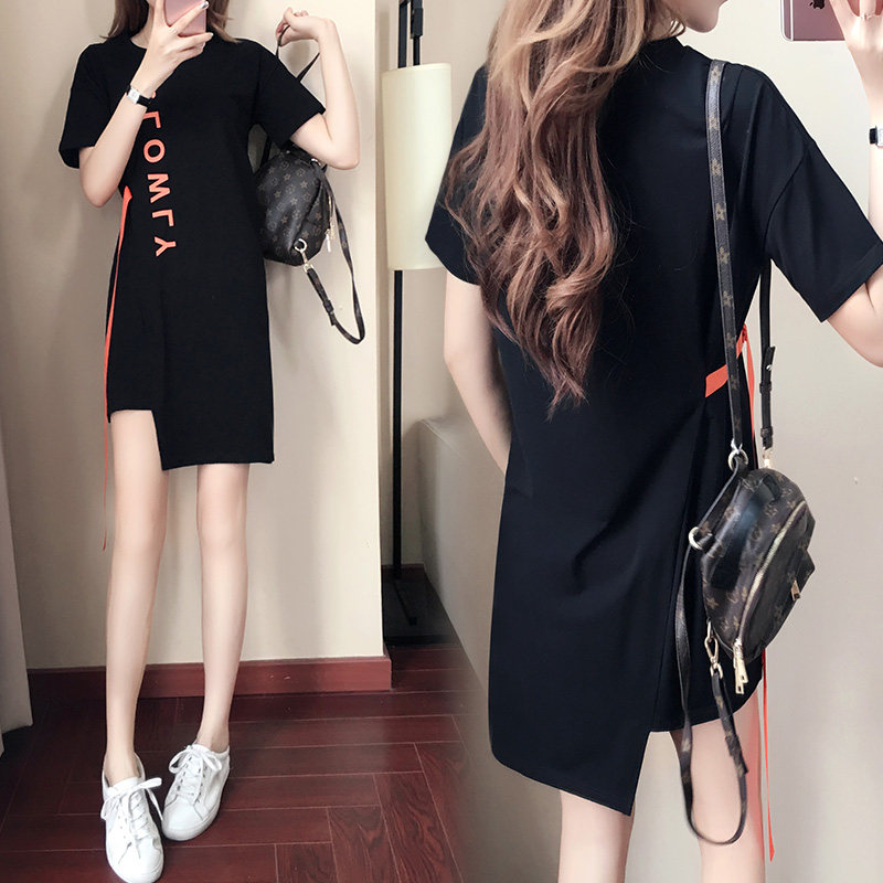 2020 summer new pattern Korean Edition Net Red Popular Women's wear Short sleeved Mid length version Self cultivation Show thin student Dressin the Women's clothing/Boutique , T-shirt  category - from Buy2taobao.com to provide professional Taobao agent buy service