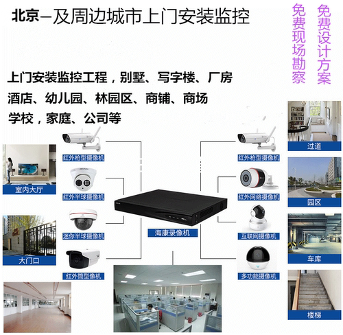 北京天津上门安装施工商业公司厂房高清夜视远程监控网络摄像头