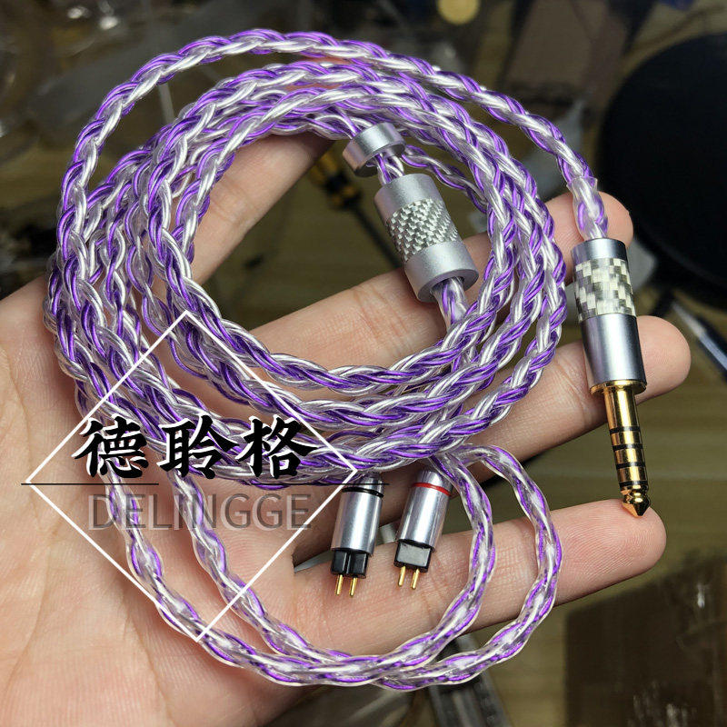 德聆格0.78mm升级线CM双针W4R UM3X 黑灰水黄鹂耳机升级线4.4平衡