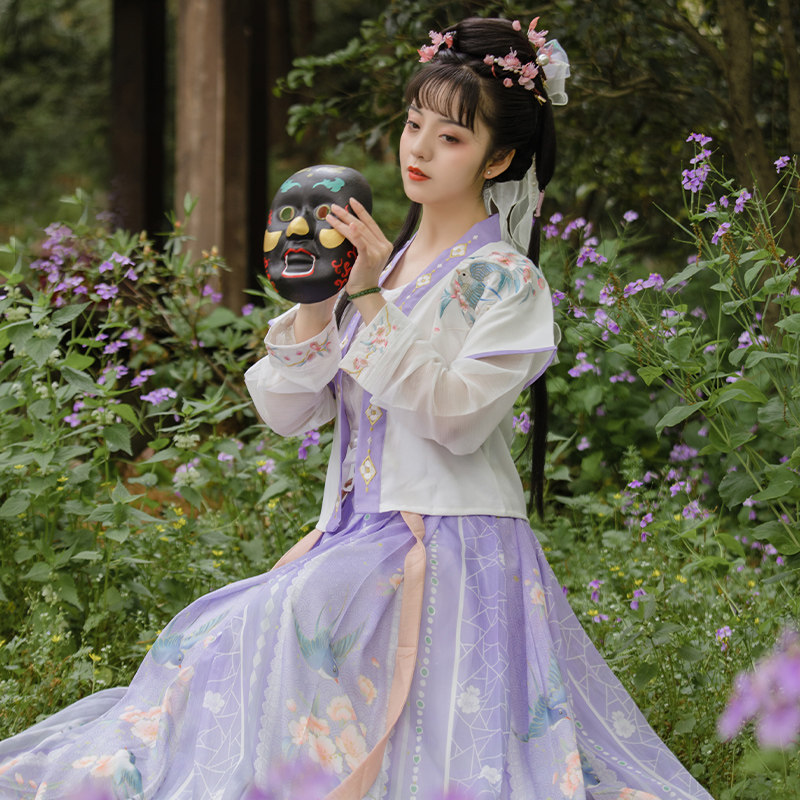 汉雨嫣原创[嬿婉]汉服绣花唐褙子褶裙刺绣齐腰唐制汉服日常女装