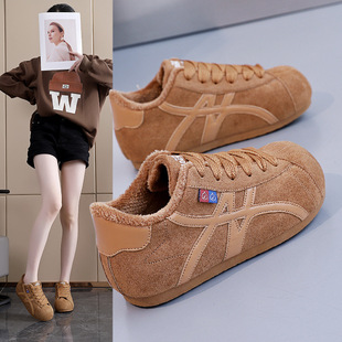 新款 2025冬季 复古百搭加绒女鞋 阿甘鞋 平底内增高德训鞋 M258 女款