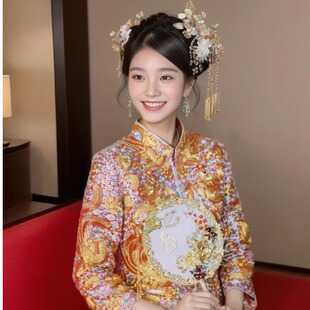 褂后皇龙凤褂出租手工中式 结婚新娘龙凤裙褂礼服秀禾婚服嫁衣租赁