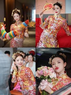 褂后皇龙凤褂出租手工中式 结婚新娘龙凤裙褂礼服秀禾婚服嫁衣租赁