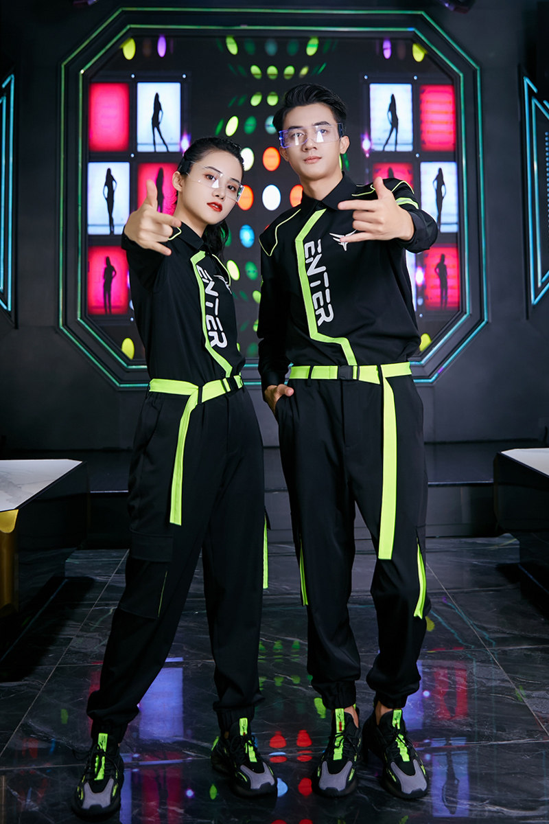 龙丽儿时尚潮流夜场KTV服务员工作服短长袖上衣秋冬套装男女款火