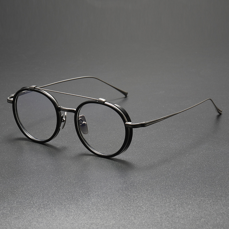 金子同款纯钛双梁大框 设计师KJ-32 时尚手工圆形近视眼镜框架