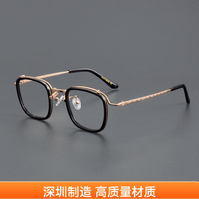 大牌设计师新款玳瑁纯钛双框方形男女近视眼镜架可配高清镜片OP/6