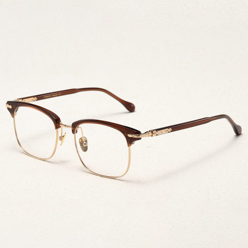 日本松田同款光弘M2049纯钛眉毛架复古金胶板材近视眼镜框