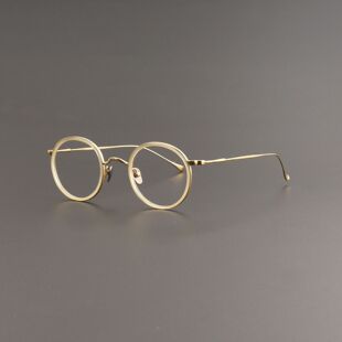 复古文艺万年龟同款KMN139超小圆形超轻纯钛女近视高度数眼镜框架