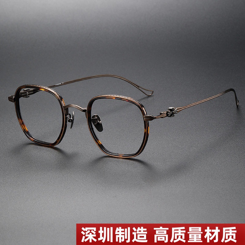 V潮克罗伈纯钛VAGIDICTORIAN板材大脸眼镜框架可配近视防蓝光镜片