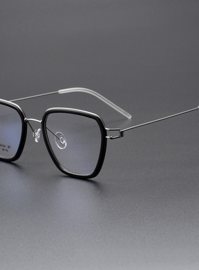 林德同款大牌平替伯格眼镜框超轻纯钛TR无螺丝男女近视镜架96117