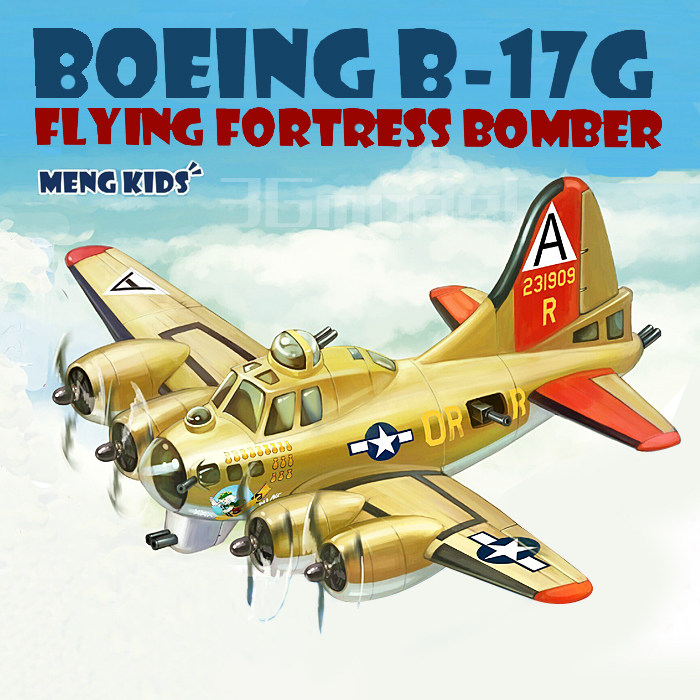 3g模型meng q版战机免胶分色 b-17g空中堡垒轰炸机 kid-001