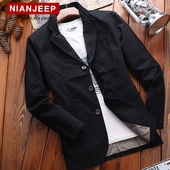 战地苏罗春秋季 中年上衣 西服外套大码 宽松休闲单西小西装 纯棉男装