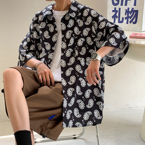 2021男女BF街头复古港风个性腰果花印花衬衫XZ229-1C8806P40