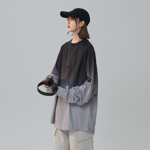 华夫格拼接卫衣宽松大码渐变中性风外套 XZ229-1 WY006 P60 控85图片