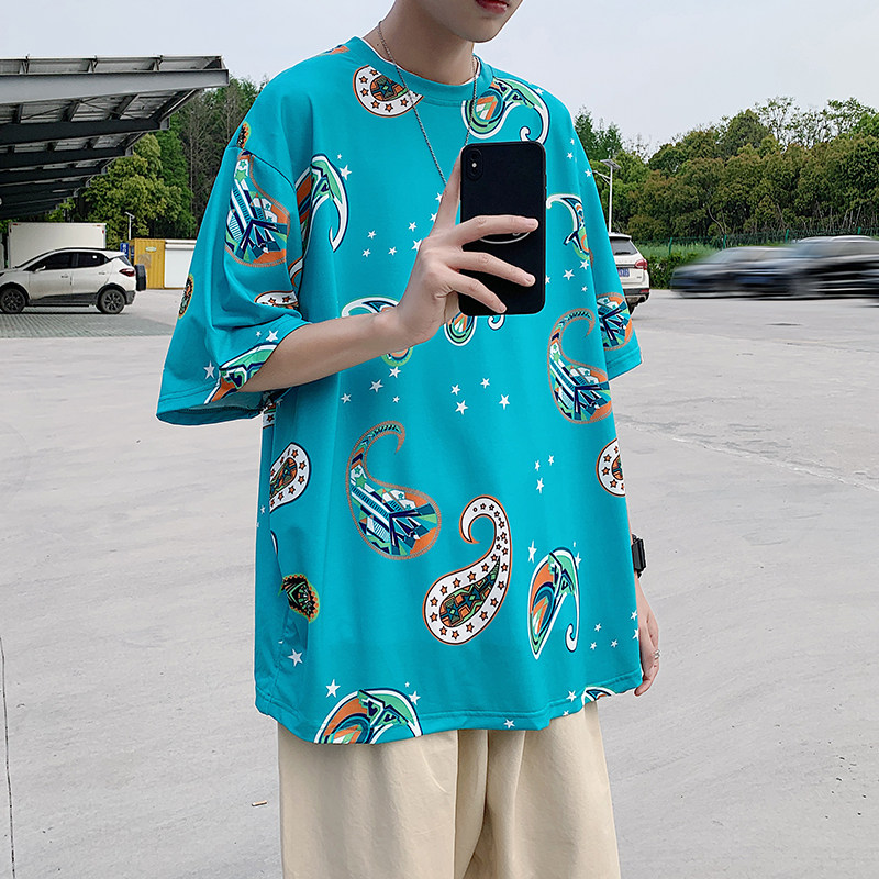 2021港风宽松大码短袖t恤男宽松百搭潮流时尚XZ229-1T26P35,男装T恤,星座301A-2