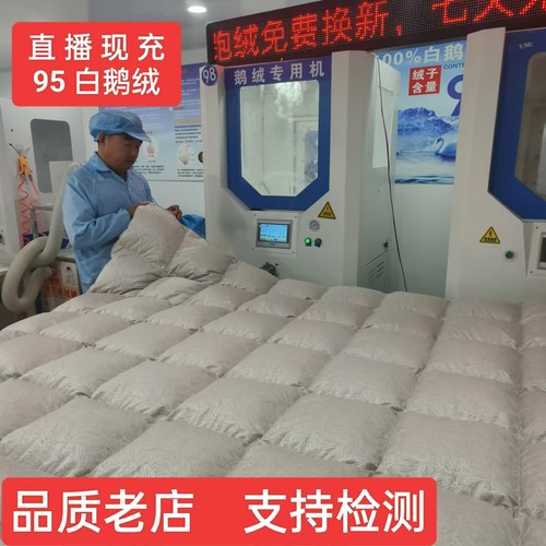 纯棉直播充绒95白鹅绒静音羽绒被