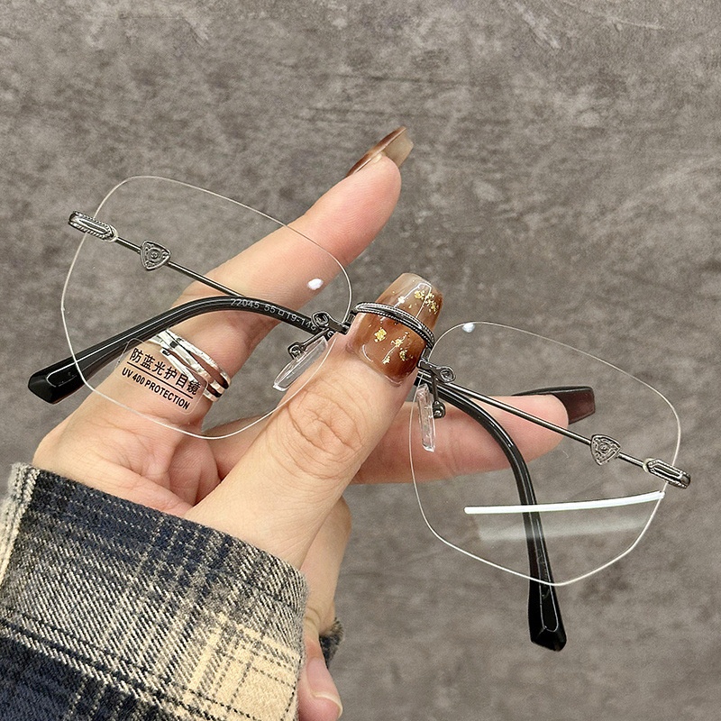 超轻方框显瘦无边框可配散光有度数近视眼镜女防蓝光抗辐射男韩潮