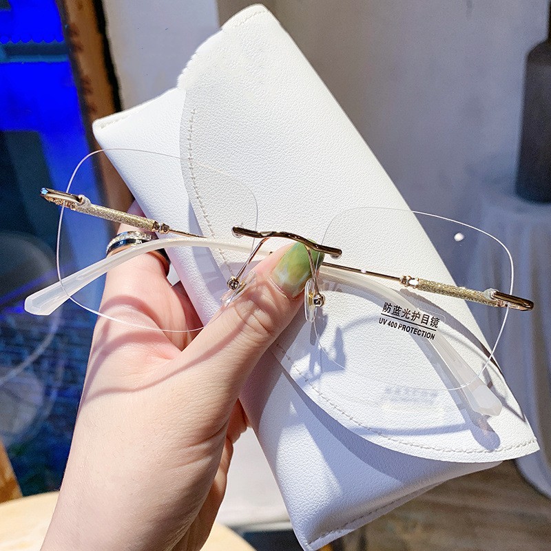 超轻方框显瘦无边框成品可配散光近视眼镜女防蓝光变色辐射男韩潮