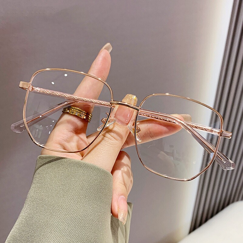 金属大框近视眼镜女韩版潮可配度数素颜圆脸显脸小金丝边眼睛架男