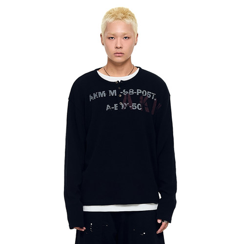 AAKAM  25秋新款长袖纯棉字母印花上衣 5号店韩国设计师品牌代购