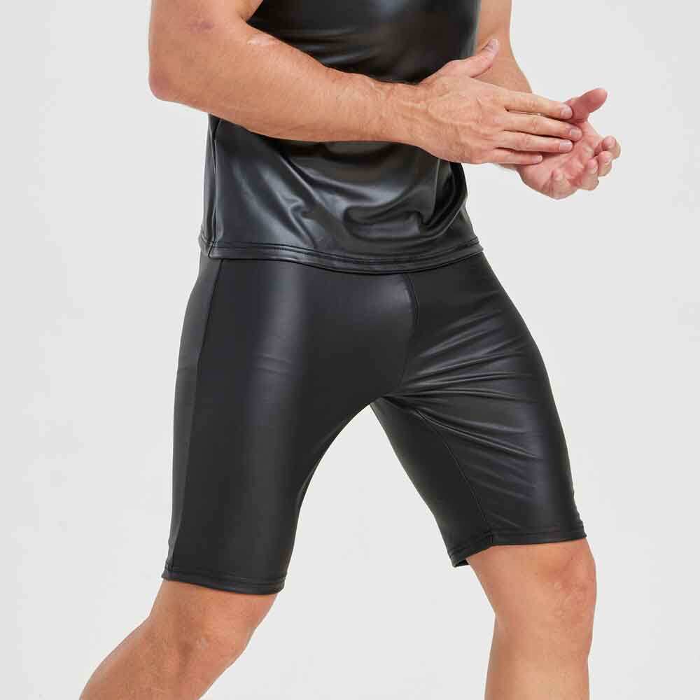 男士皮裤夜店舞台ds演出服紧身衣拉链漆皮短裤绑带舞台弹力修身图片