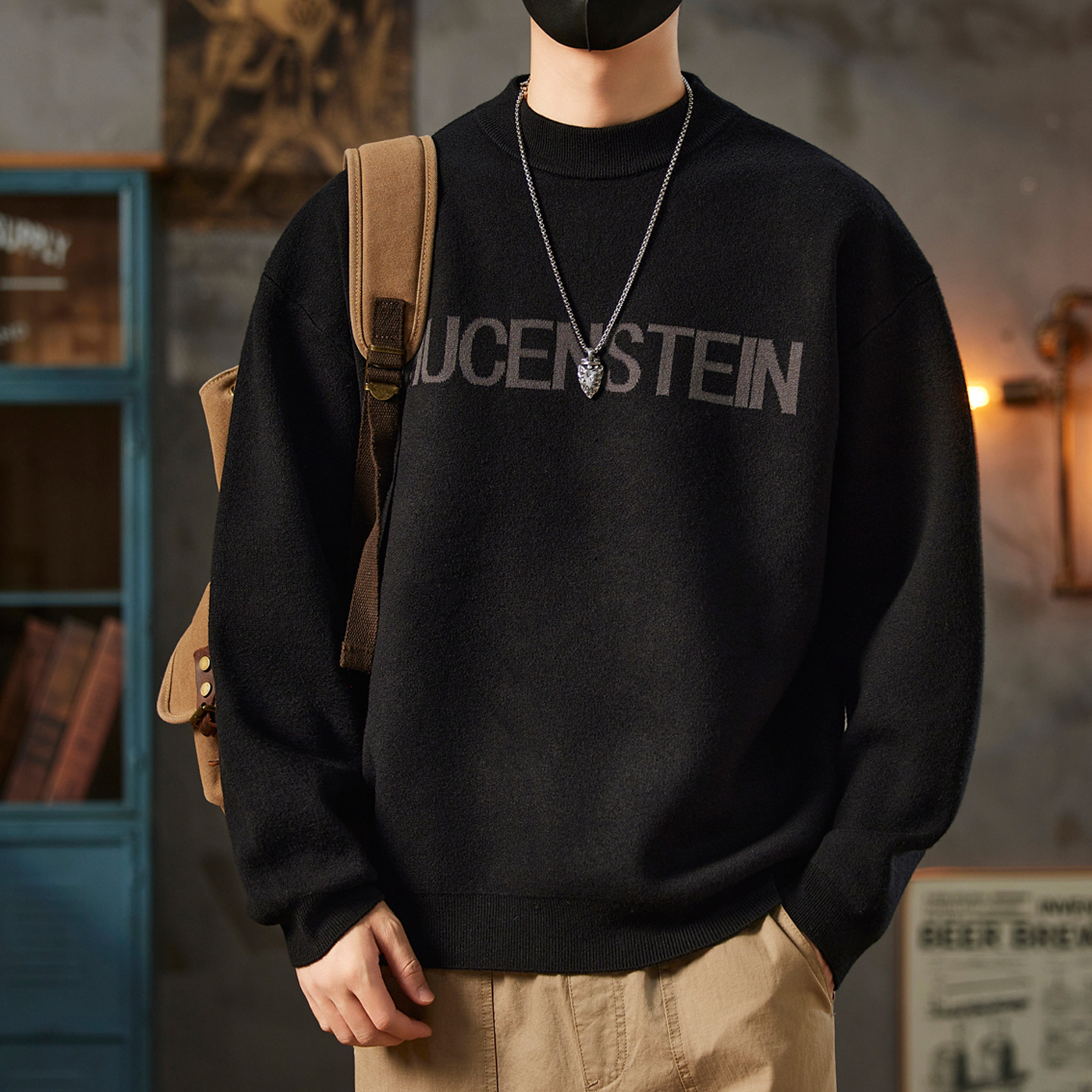 设计高级毛衣男潮流百搭美式复古