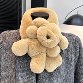 可爱真獭兔毛小狗围巾女秋冬新款 百搭双面加厚保暖皮草围脖毛领子