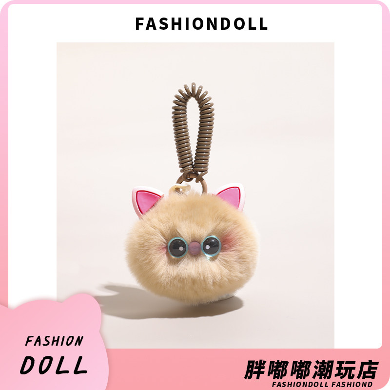 【裘小匠】可爱小猫咪汽车钥匙扣挂件腮红猫猫毛绒公仔书包包挂饰
