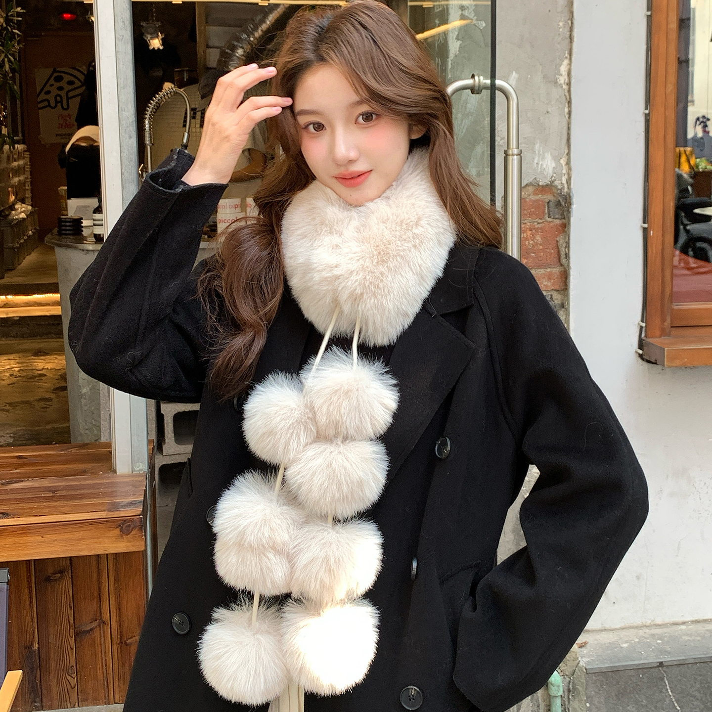 狐狸毛围巾保暖气质百搭皮草围脖