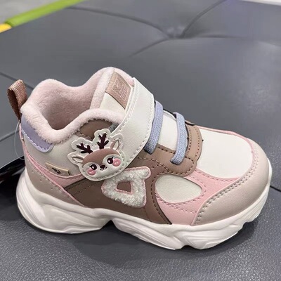 江博士专柜正品2025冬女童高帮薄绒保暖二阶段学步鞋1B14A4019DW1