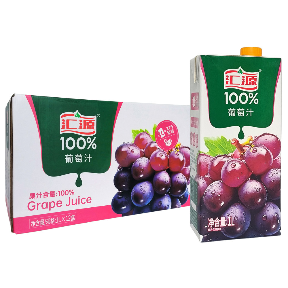 汇源果汁100%葡萄汁蓝莓果汁饮料1L*12盒整箱果汁