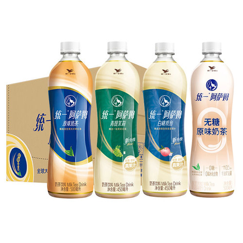 统一阿萨姆奶茶饮料原味青提茉莉味白桃观音味450m奶茶饮品
