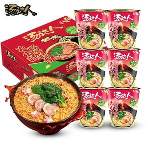 统一汤达人方便面春季限定款火山辣豚骨拉面12杯整箱