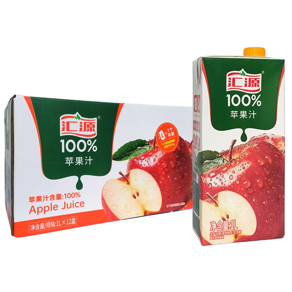汇源果汁100%苹果汁桃汁果汁饮料1L*12盒整箱果汁