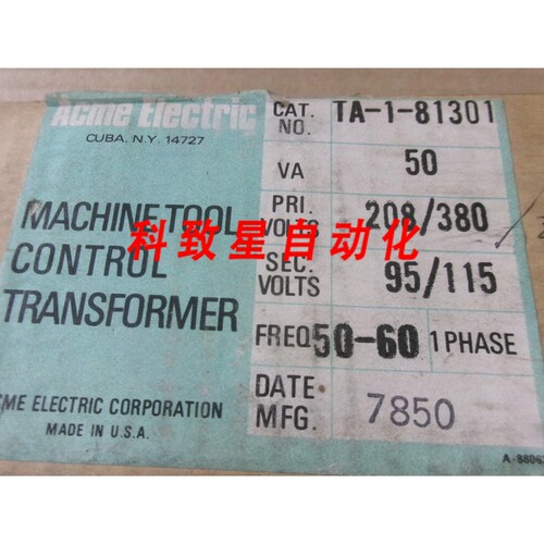 工业配件ACME TA-1-81301机床控制变压器50VA 208/380V 1 PHASE