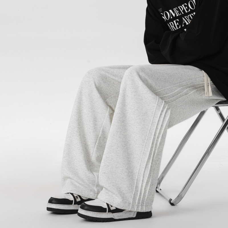 官方正品美式复古透气男秋季棉质直筒裤子阔腿宽 松平口束脚长裤