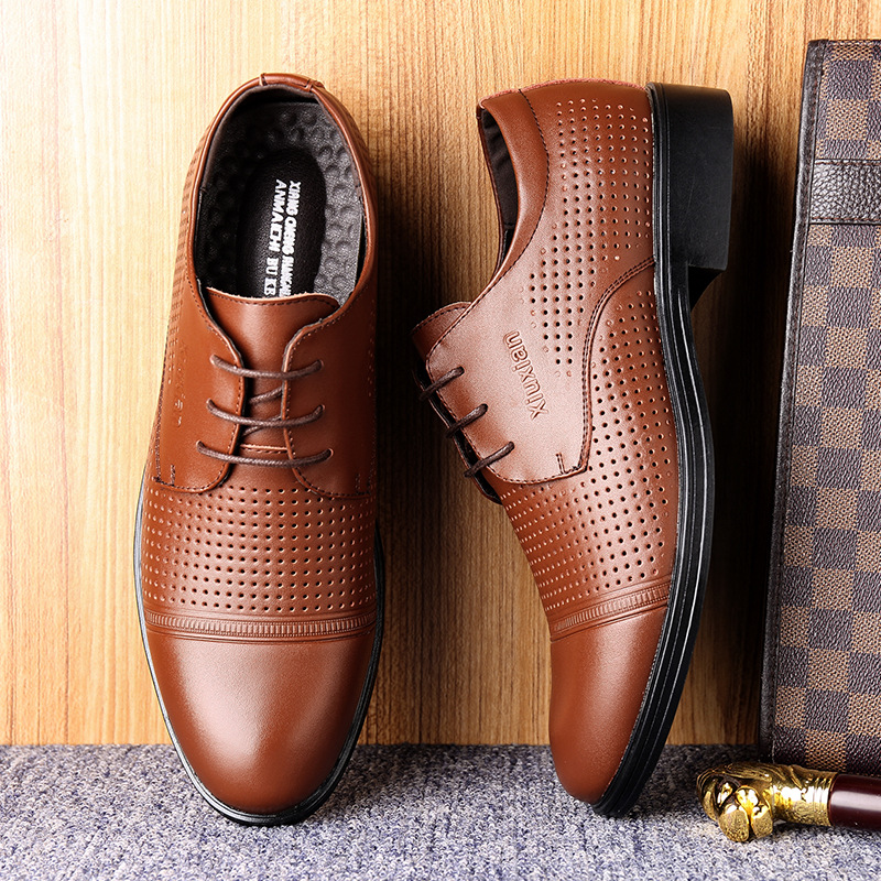 官方特卖正品凉皮鞋男真皮中老牛皮洞洞正品镂空透气休闲凉鞋男士