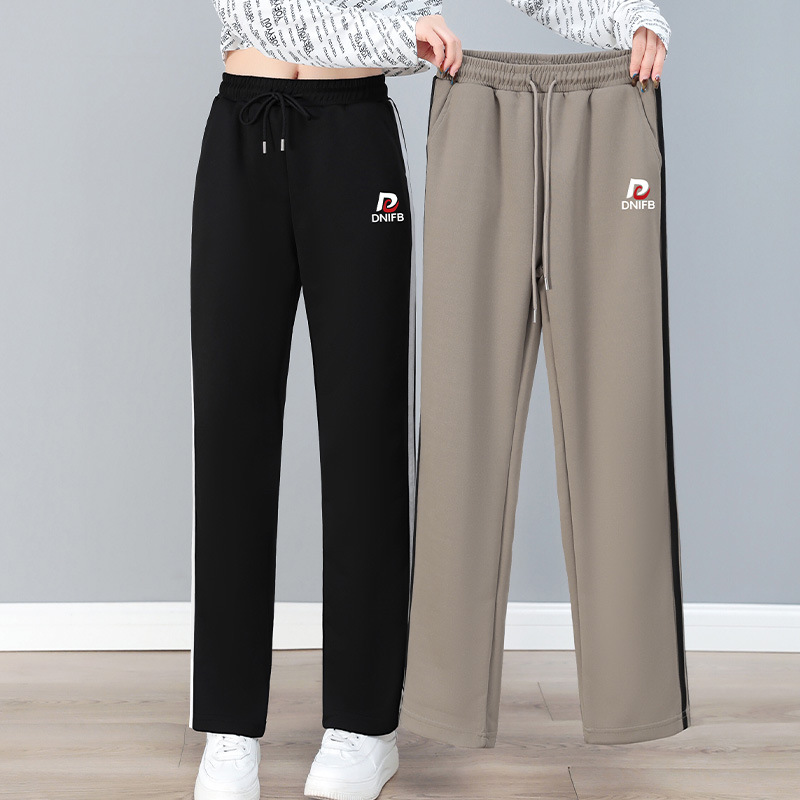 官方正品抽绳松紧高腰时尚休闲运动长裤女士春秋新款中妈妈插条撞