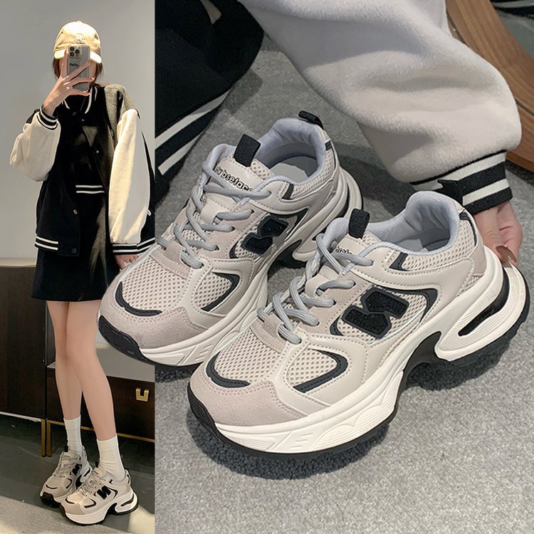 官方特卖正品厚底老爹鞋女款春季新款百搭透气鞋子轻便学生休闲字