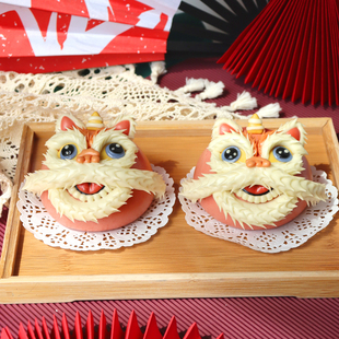 王菊老师 抓周周岁馒头国潮风醒狮馒头花饽饽模具花式面食模具